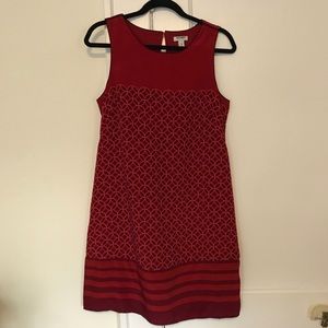 Maroon a line shift dress geometric pattern